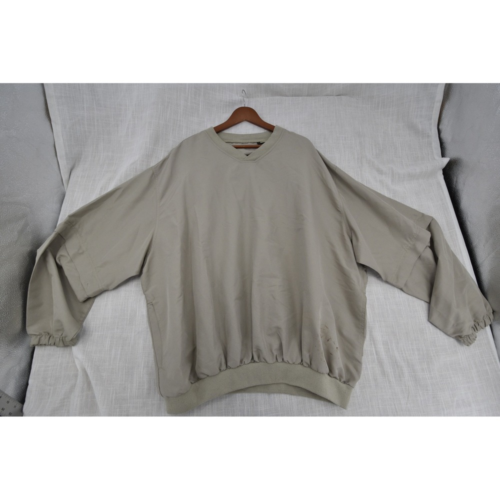 North End Mens 3XL Tan V-Neck Windshirt Pullover EZEM System Side Pockets